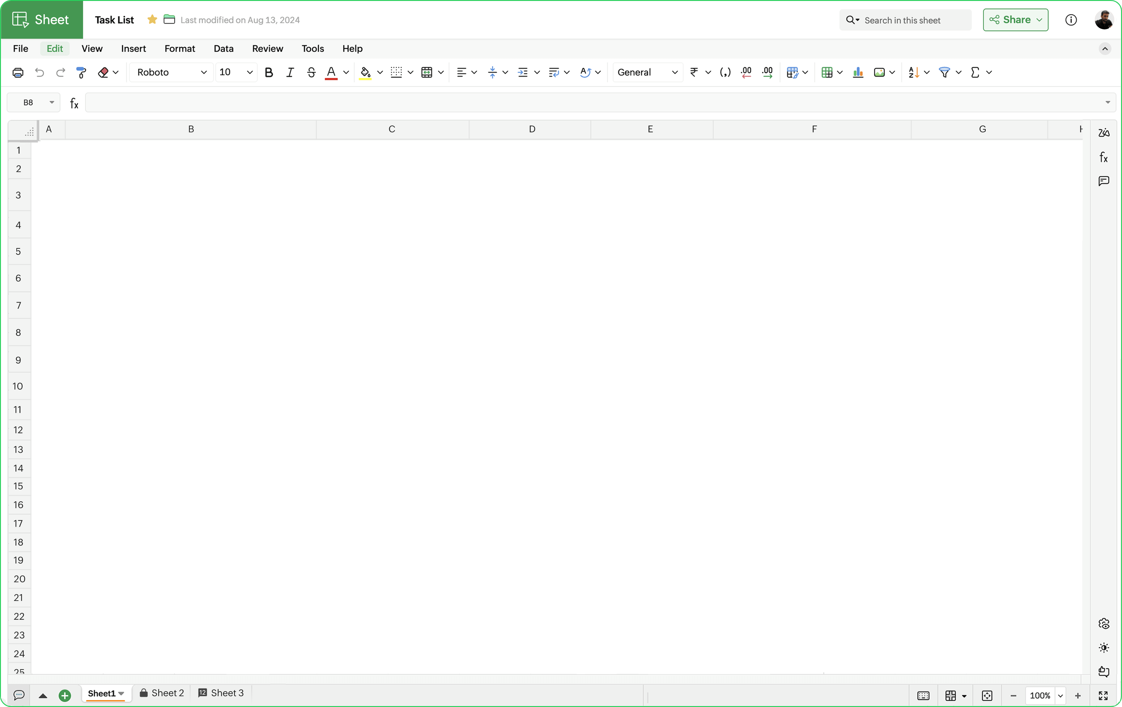 zoho sheet